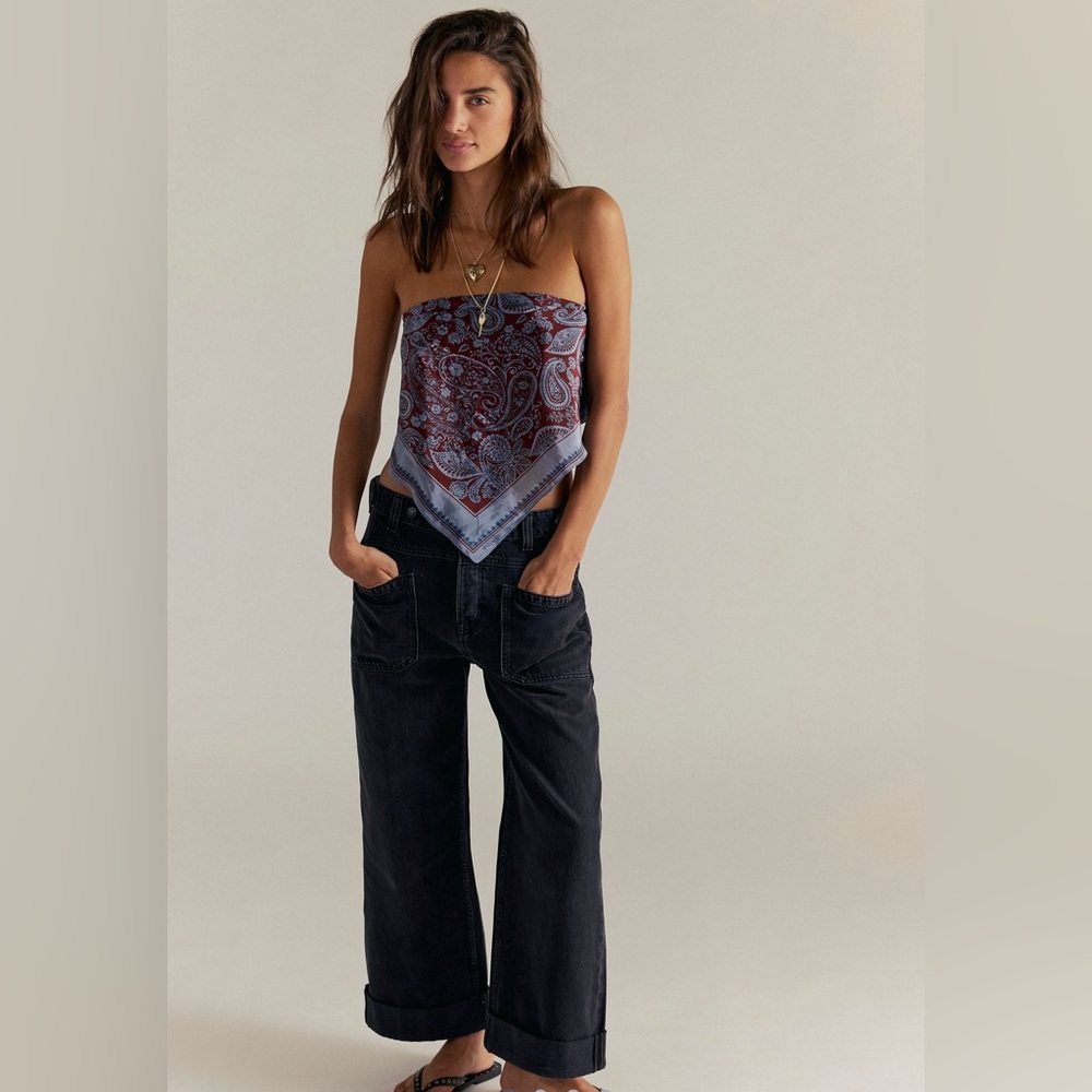 Free People Palmer Cuffed Jeans Outerspace Size 25